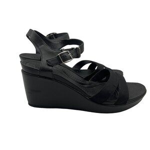 Crocs 9 Leigh II Sandals Shoes Black Platform Wedge Comfort Adjustable